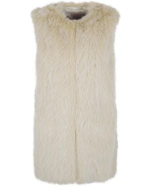 Herno Kragenlose Kunstpelz-Gilet - Natur