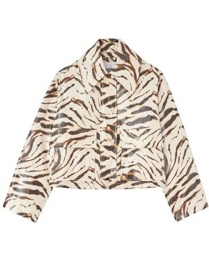 Ganni Leather Jassen - Naturel