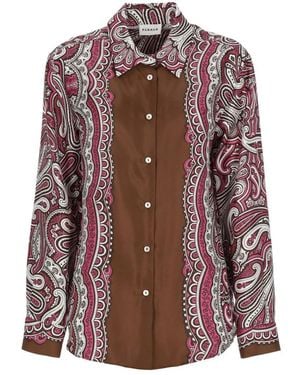 P.A.R.O.S.H. Silk Shirt Paisley Pattern Tailored Long Sleeves - Multicolour