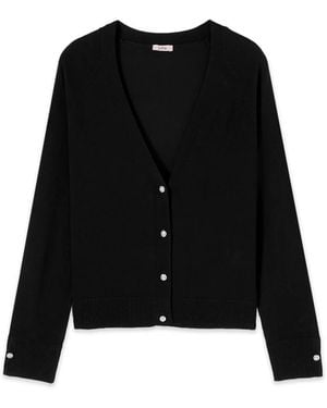 Oltre Cardigan Mit V-Ausschnitt Und Knopfdetail - Schwarz