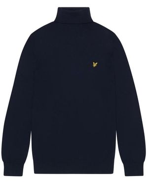 Lyle & Scott Cotton Merino Turtle Neck Jumper (Dark) - Blue