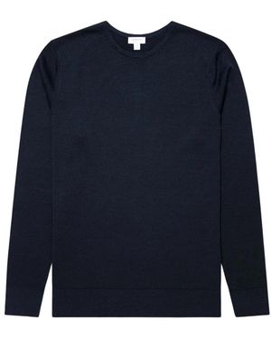 Sunspel Extrafeiner Merino-Pullover - Blau