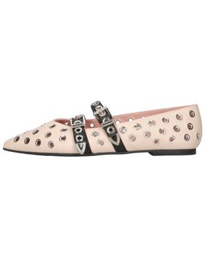 Pretty Ballerinas Nieten Leder Punk Chic Flats - Weiß
