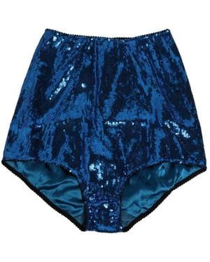 Dolce & Gabbana Blauwe Pailletten Hoge Taille Girdle Ondergoed