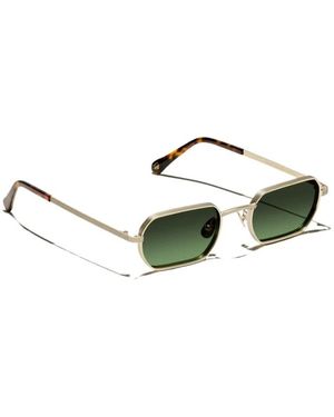 Moscot Gouden Rechthoekige Zonnebril Groene Lenzen