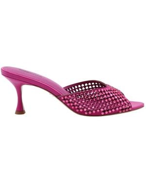 Lola Cruz Heeled Mules - Purple