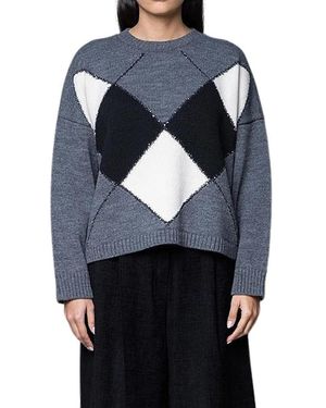 Kaos Ronde Hals Jacquard Gebreid Met Micro-Pailletten - Blauw