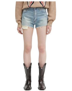 A Bathing Ape Korte Broeken ,Blauw ,Denim Crystal Ape Head Denim Shorts