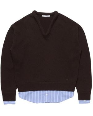 Acne Studios Truien & Vesten ,Bruin ,Wol Gelaagde Wol Trui - Zwart