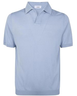 Lardini Kurzarm-Strickpoloshirt - Blau