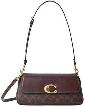 COACH Tassen ,Bruin ,Jet Schoudertas Van Signature Canvas