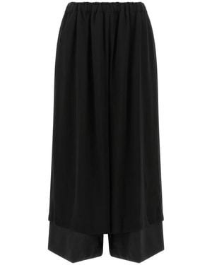Comme des Garçons Broeken ,Zwart ,Wol Gelaagde Wijde Broek