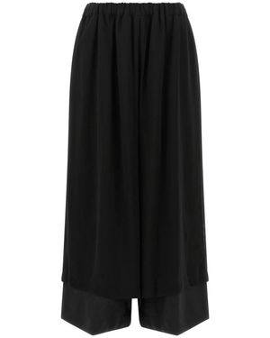 Comme des Garçons Broeken ,Zwart ,Wol Gelaagde Wijde Broek
