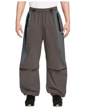 Nike Fitness ,Grijs ,Nylon Tech Dri-Fit Woven Colour-Block Oversized Trainingsbroek