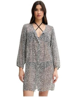 Michael Kors Kleedjes ,Zwart ,Polyester Blouse Met Knoopsluiting - Grijs