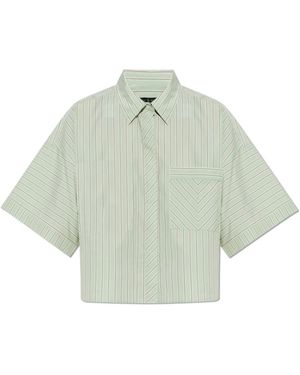 Rag & Bone Overhemden ,Groen ,Katoen Marin Gestreept Shirt Met Korte Mouwen