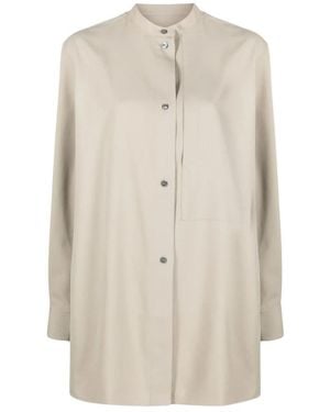 Studio Nicholson Overhemden ,Wol Kavali Long Shirt With Pocket - Naturel