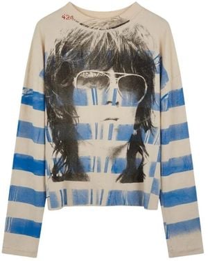 424 Langarmshirt Mit Grafik - Blau
