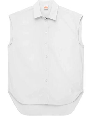 Sundek Overhemden ,Wit ,Katoen Mouweloze Popeline Blouse
