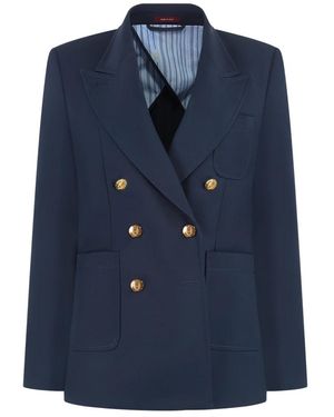 Gucci Dubbelrijige Katoenen Blazer Reverskraag - Blauw