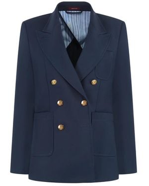 Gucci Dubbelrijige Katoenen Blazer Reverskraag - Blauw
