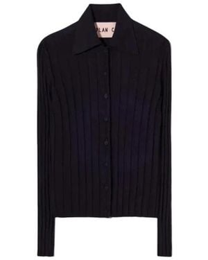 Plan C Truien & Vesten ,Blauw ,Wol Ribbed Merino Cardigan