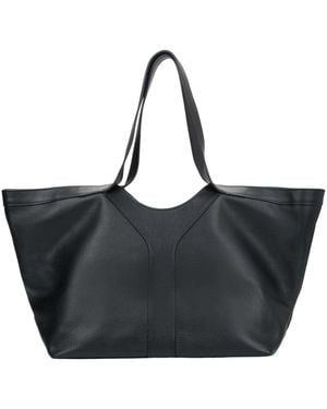 ESTRO Hochwertige Shopper Tasche Aus Italienischem Leder - Schwarz