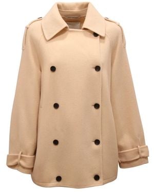 EMMA & GAIA Double-Breasted Coats - Natural