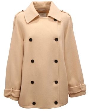 EMMA & GAIA Double-Breasted Coats - Natural