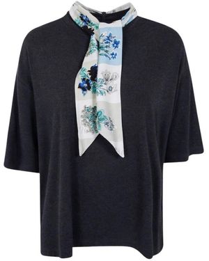 Paul Smith Baumwoll-T-Shirt Mit Schal - Blau