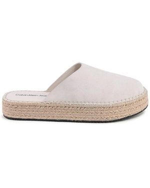 Calvin Klein Weiße Leder Espadrille Sandalen