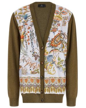 Etro Katoen En Zijde Cardigan Met Print - Groen