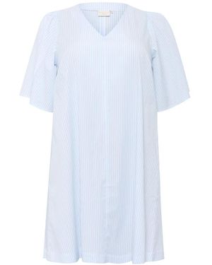 Kaffe Gestreiftes Kleid Mit V-Ausschnitt - Blau