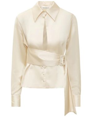Nineminutes Overhemden ,Wit ,Gia Dubbele Shirt - Naturel