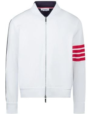 Thom Browne Bomberjacke Aus Baumwolle Mit 4-Bar-Logo - Weiß