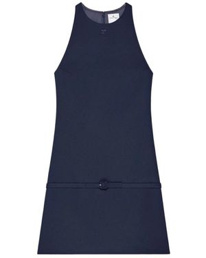 Courreges Kleedjes ,Blauw ,Twill Mini Jurk Met Riem