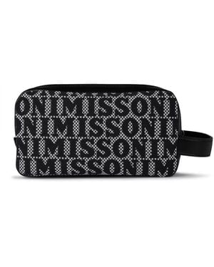 Missoni Tassen ,Zwart ,Leer Zwarte Logo Clutch Tas Leer Textiel