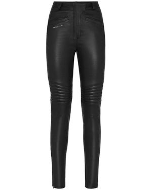 Philipp Plein Leather Broeken Iconic Plein - Zwart