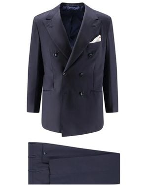 Kiton Double Breasted Suits - Blue