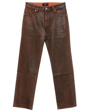 7 For All Mankind Leather Trousers - Brown