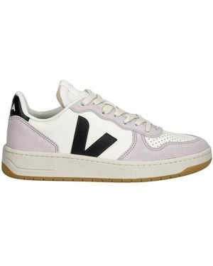 Veja Schoenen ,Veelkleurig ,Leer V-10 Prime Leather - Wit