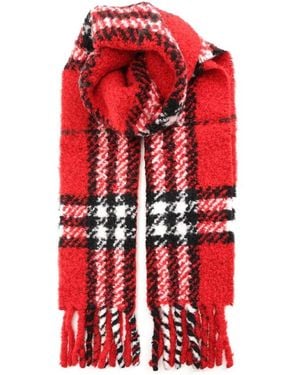 Burberry Check Alpaka-Wollmischung Bouclé Schal - Rot