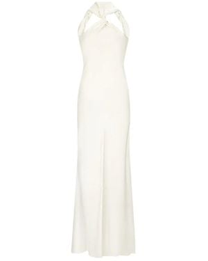 The Attico Satin Ivory Midi Jurk - Wit
