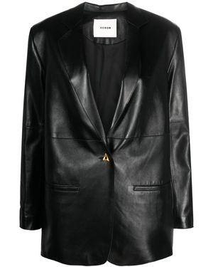 Aeron Zwarte Leren Casual Blazer