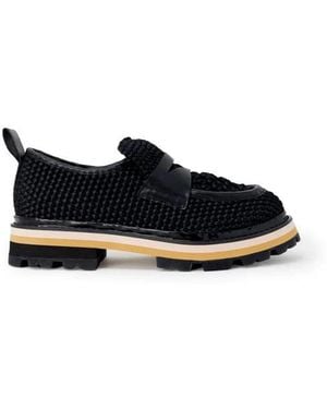 Ash Schwarzer Leder Flacher Schuh Für Frauen
