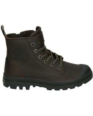 Palladium Sportieve Bruine Rits Leren Schoenen - Zwart
