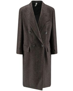 Hevò Double-Breasted Coats - Black