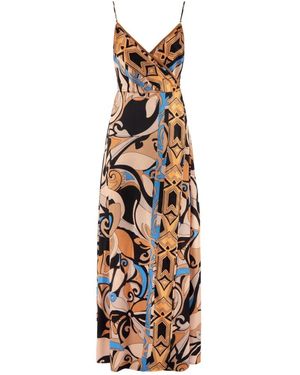 Nenette Lange Jurk Met Sjaalprint - Metallic
