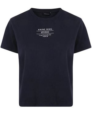 Anine Bing Tops ,Zwart ,Katoen Shelley Tee Studio - Blauw