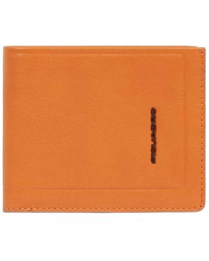 Piquadro Leder-Geldbörse Mit Hochklappbarem Ausweisfach - Orange